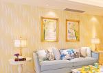 Yellow Soft Breathable Non Woven Wallpaper / House Decoration Wallpaper