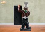 Wooden Menu Boards Polyresin Statue Figurine Poly Resin Floor Chef Sculpture For