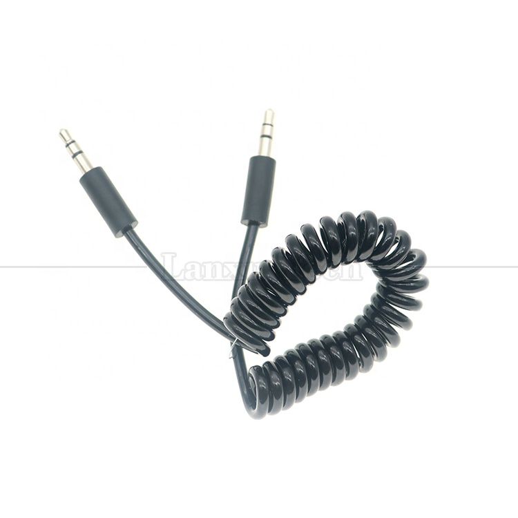 Spring Coiled Male to Male 3.5mm Jack Aux Stereo Audio Extension Cable