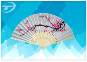 China 21cm Promotional Bamboo Folding Fan With Paper Or Silk Paper Hand Held Fans wholesale