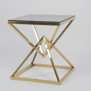 China Hotel Side Table With Golden Polished SS Finish & Tempered Glass Top wholesale