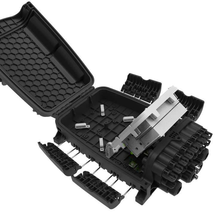 Pre-connectorized Optical Fiber Distribution Box GFS-16Q-2 IP68 16F 378*255*116mm 16 pre-connected adapter aerial-mount
