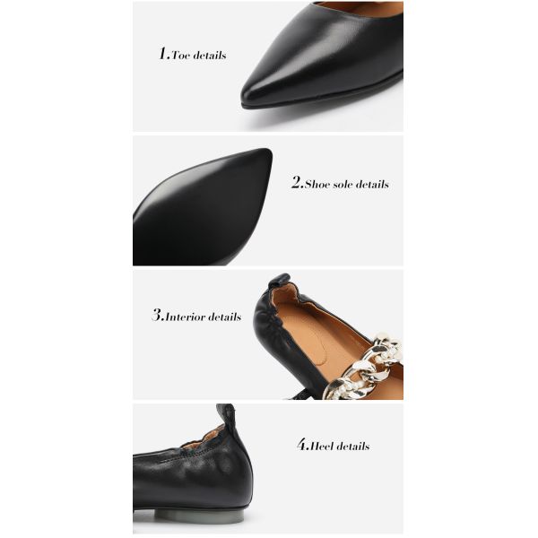 Personalized Process Chain Trim Office Lady Shoe Pointed Toe