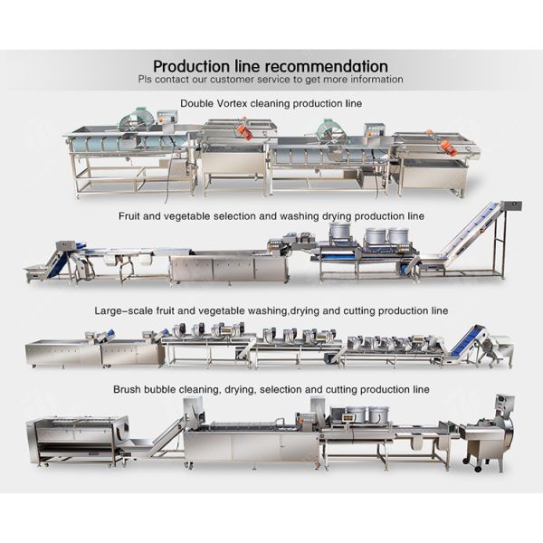 Pre-foaming hoisting roller brush washing production line Fruit Vegetable FOOD processing production Machine