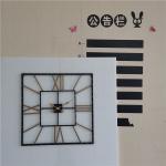 Square Vintage Black Gold Silent Metal Wall Art Clock