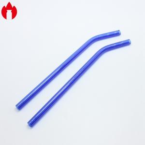 China 8*200mm Blue Color Borosilicate Glass Straw For Drinking wholesale