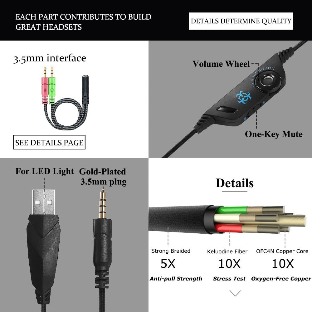 Hunterspider V1 DC5V 117dB 3.5mm USB Gaming Headset