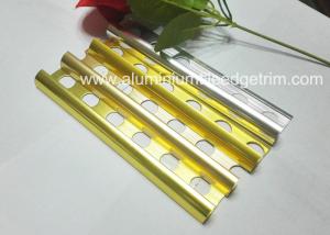 China Gold Polished Aluminium Tile Edge Trim , Extruded Bathroom Tile Metal Trim wholesale