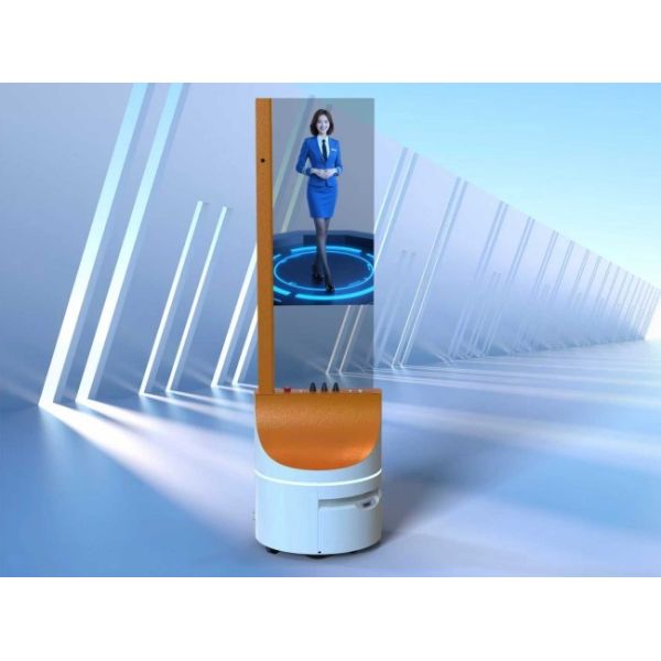 30 Inch Transparent OLED Screen Mobile AI Digital Human Advertising Robot with USB Interface
