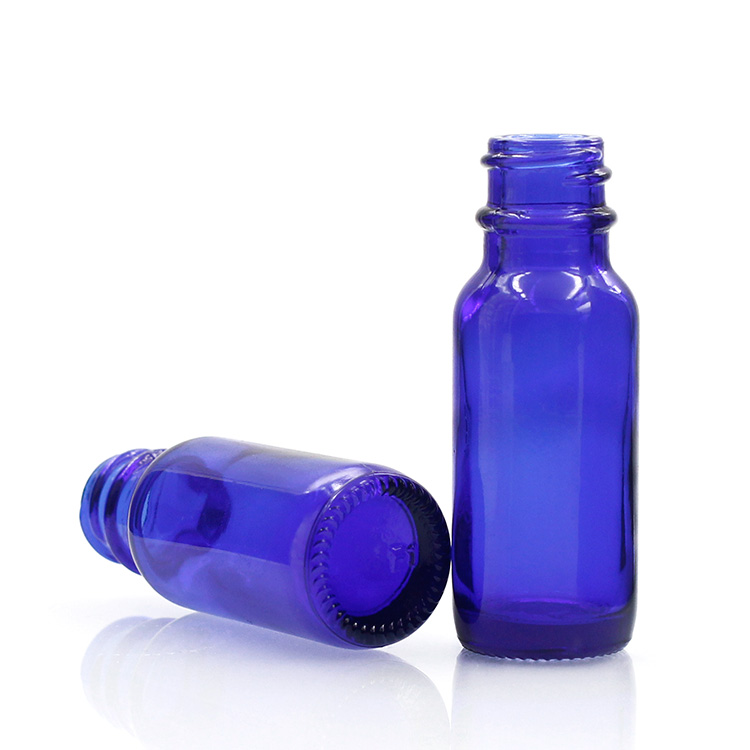 Massage Oil 15ml Glass Boston Round Bottles With Dropper Cap Blue Color