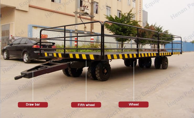 non motor heavy duty Plant Flat Bed Trailer warehousing material handling transfer carts