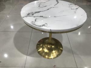 China 60kgs Gold White Contemporary Wrought Iron Marble Coffee Table wholesale