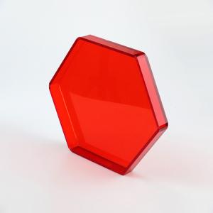China Hexagon Shape Red Acrylic Tray Organizer PMMA Plexiglass Lucite Serving Tray wholesale