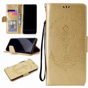 China Samsung Note 8 Embossed Mermaid Mariner Spirit Leather Wallet Case with wristlet strap wholesale