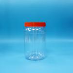 Transparent PET Plastic Round Food Candy Cookies Packaging Jar Red Color Screw