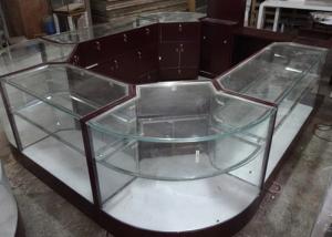 China Crystal Tempered Glass Jewelry Kiosk Furniture Full View Round Shape With Lights wholesale