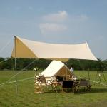 Iron Pipe Silver Coated Fabric Crane Pop Up Beach Cabana Sun Shelter With Wind