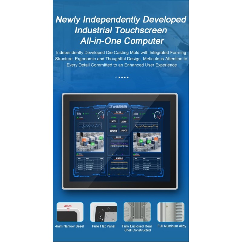 ZXTLCD Ip65 Waterproof Dustproof Industrial Display Devices All in One Embedded Pc 21.5 Inch Cheap Touch Screen Display