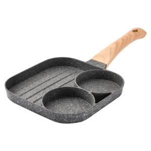 China Non-stick Fried Egg Pot Flat-bottomed Frying Pan Kitchen Cooking Pot Omelette Pan 3-hole Medical Stone Frying Pan wholesale