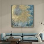 Handmade Gold Abstract Art Canvas Paintings For Christmas Wall Decorations 80 cm