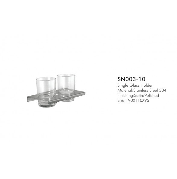 Wall Mounted Double Toothbrush Holder Bathroom Glass Tumbler Holder