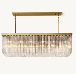 China 98 1/4'' Copper Light Chandelier Rectangular Brass Chandelier OEM ODM wholesale