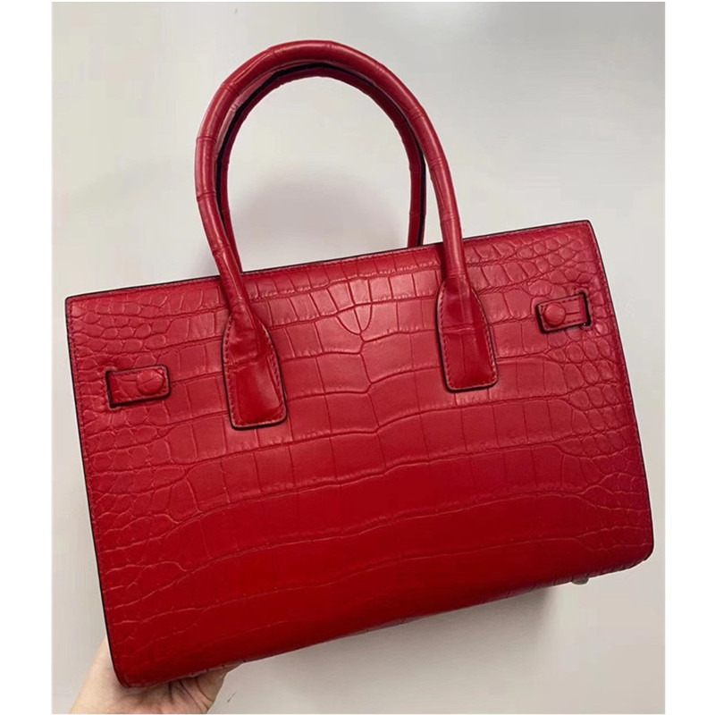 Authentic Crocodile Belly Skin Women Purse OL Lady Working Handbag Genuine Alligator Leather Female Large Shoulder Bag
