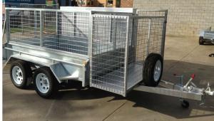 China Double Axle 8×5 Tandem Lawn Mowing Trailer With 1800 x 280mm Slide Away Ramps wholesale