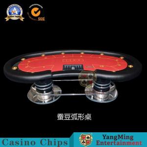 China 8-10 Person Oval Casino Foldable Poker Table Texas Hold'Em Led Table With Waterproof Fabric Table Top on sale