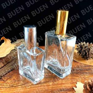 China Empty Perfume Glass Bottles Clear 100ml 58mm Long Square Custom LOGO on sale