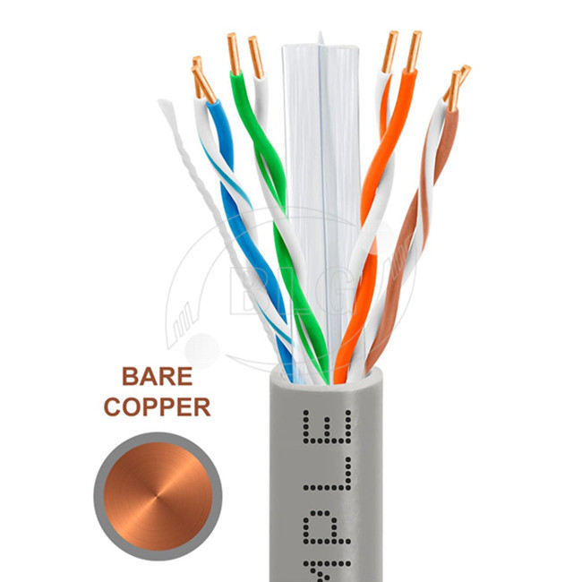8 Cores 4 Pairs LAN Ethernet Cable Cat 6 Network White Blue Grey PVC Jacket 1000FT