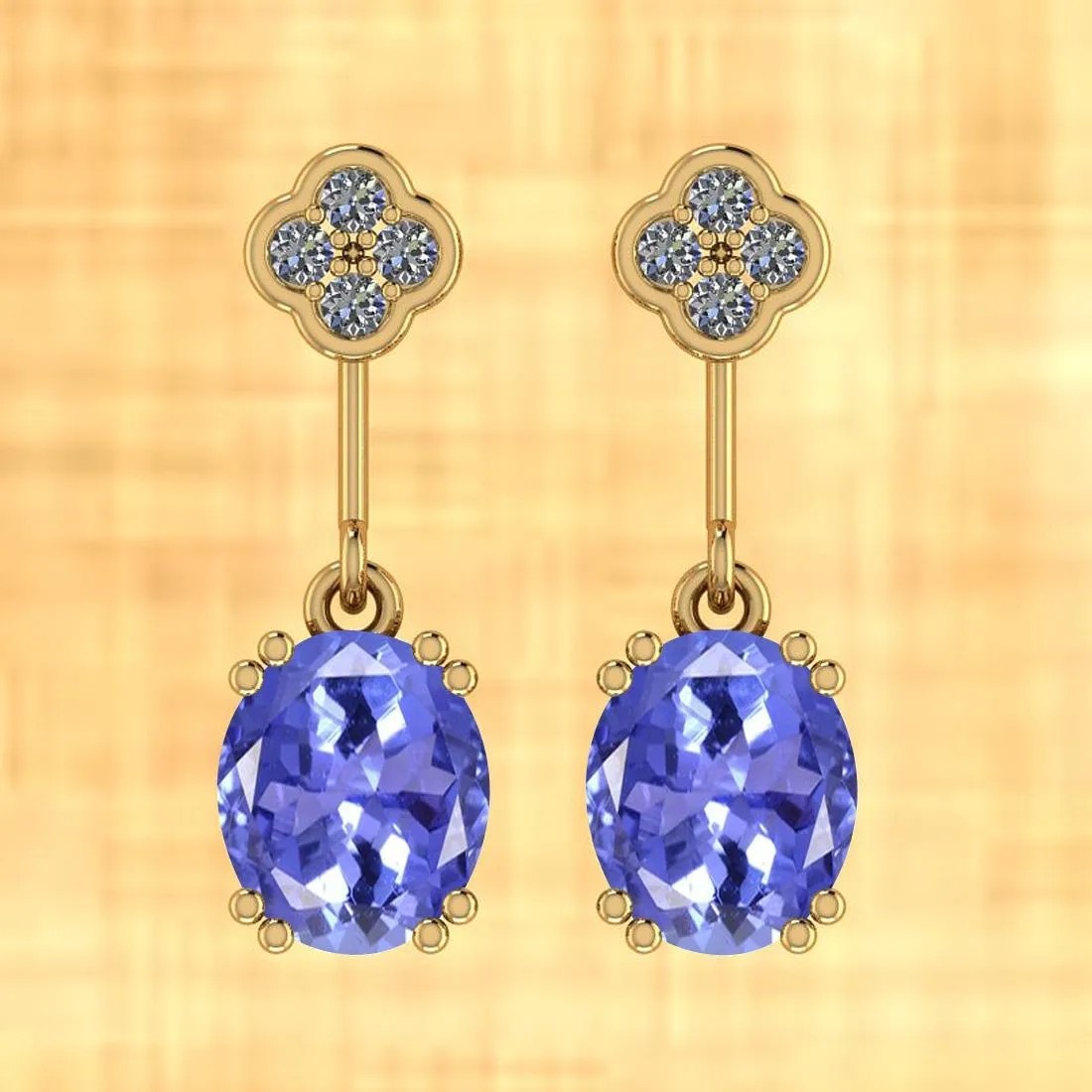 1.57 Ctw I2/I3 Natural Tanzanite And 14K Rose Gold Earrings