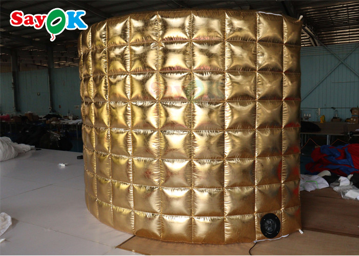 Portable Golden Inflatable Photo Booth Wall Led Lighting Curve Backdrop Photobooth Enclosure