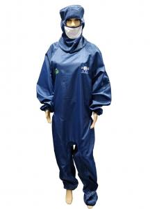 China ISO 4 Cleanroom ESD Safe Clothing With Attached Hood Boots And Facemask wholesale