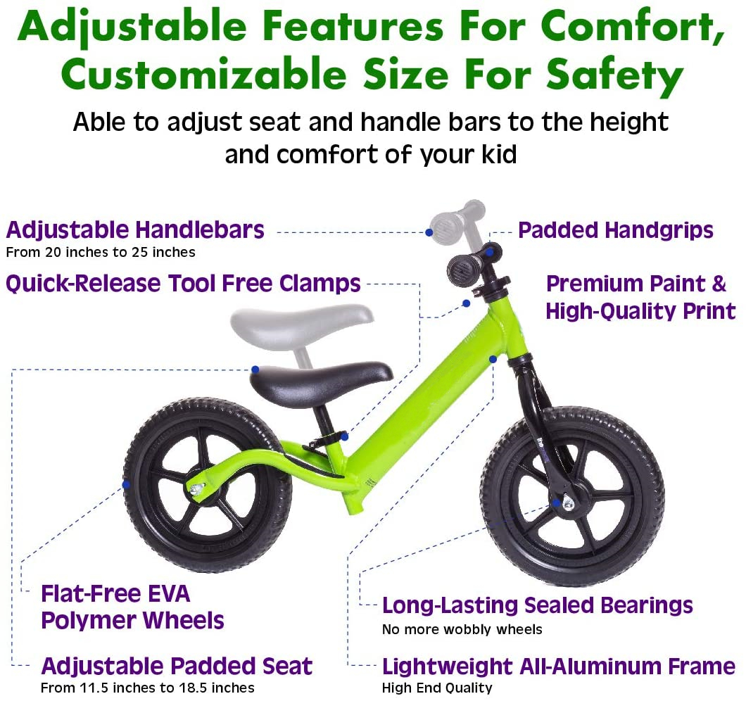 Soft-tail Frame 18 INCH Steel Rim Lightweight Balance Bike for Toddlers and Kids