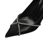 6999-5 European And American Sexy Pointed Toe Cross Rhinestone High Heels