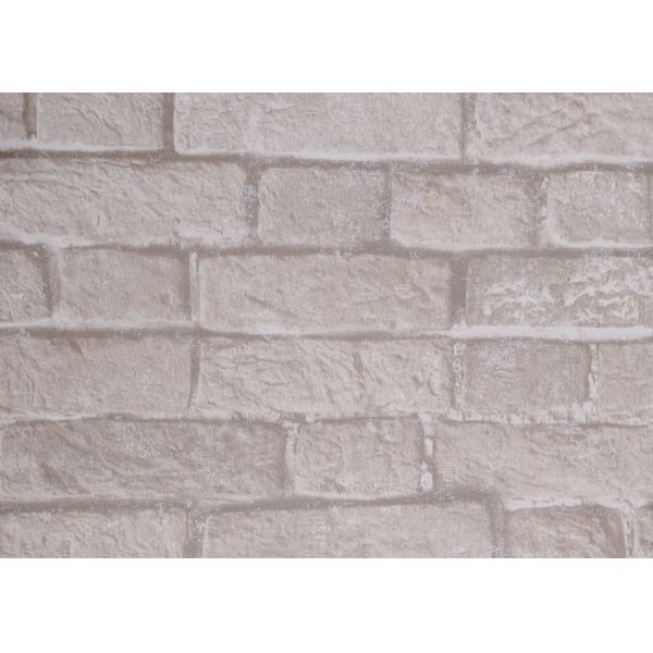 Removable Chinese Style 3D Brick Effect Wallpaper with White Grey Color , CSA standard