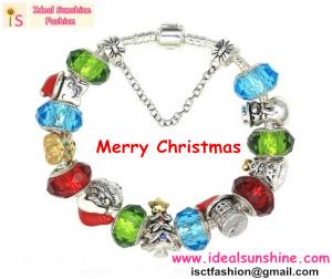 China Hot sales 2014 Christmas fashion jewelry bracelet murano beads santa chrismas tree snowman wholesale