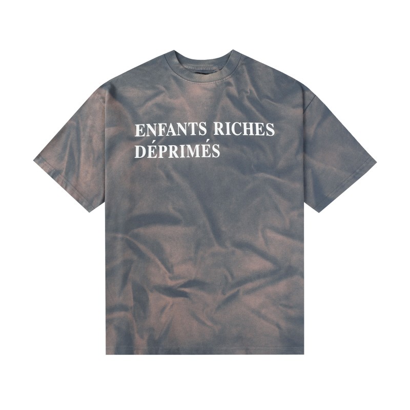 Breaking Foundation Washed Gradient Versatile Melancholic Second-Generation Slogan Casual Oversized Vintage Breathable T-Shirt