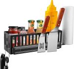 Space Saving BBQ Accessories Storage Metal Outdoor Grill Caddy with Non-folding