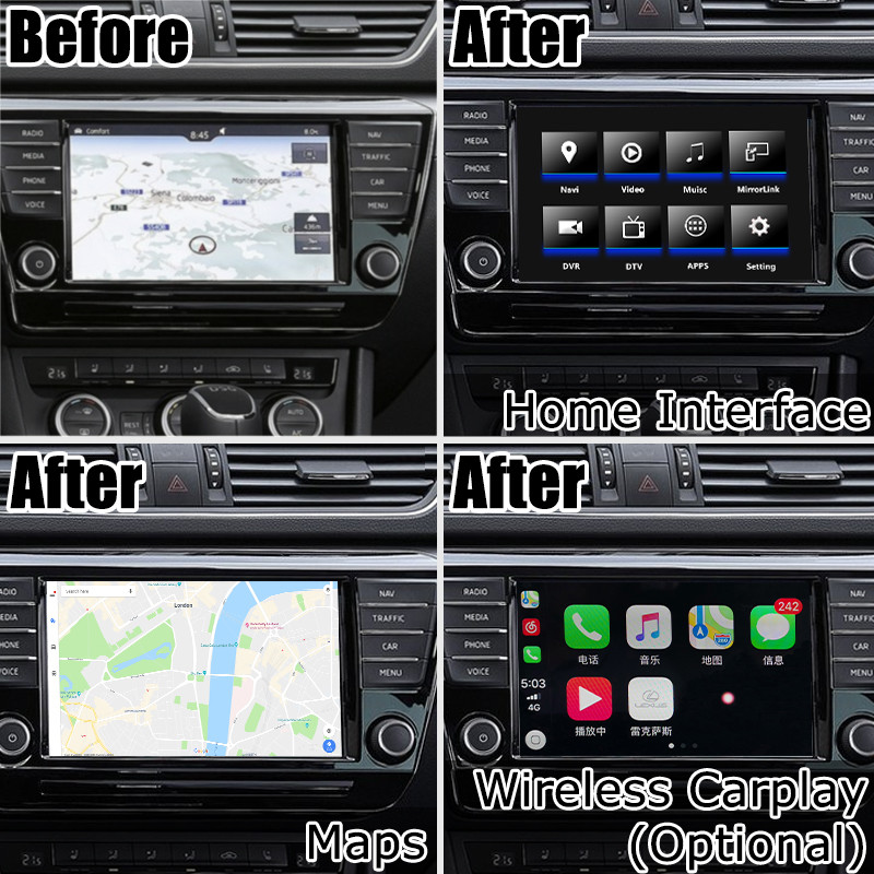 1.2 GHz Quad Android Car Navigation Box 4 / 2 GB Running Memory Skoda Superb