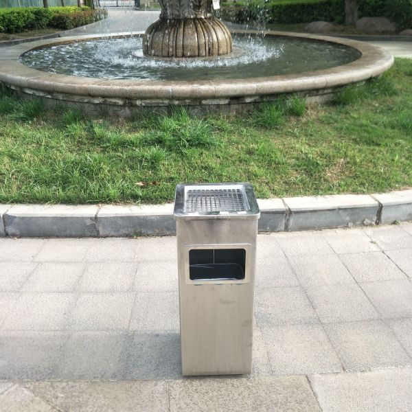 Hotel Lobby Smoke-out Hotel Elevator Ashtray Round Clamshell Shopping Mall Stainless Steel Trash Can
