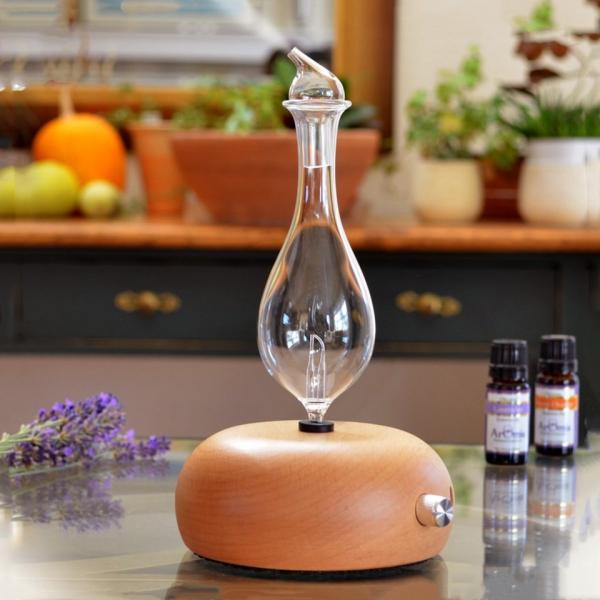 Quality 50ml Essential Aroma Wooden Glass Oil Nebulizer Diffuser for sale