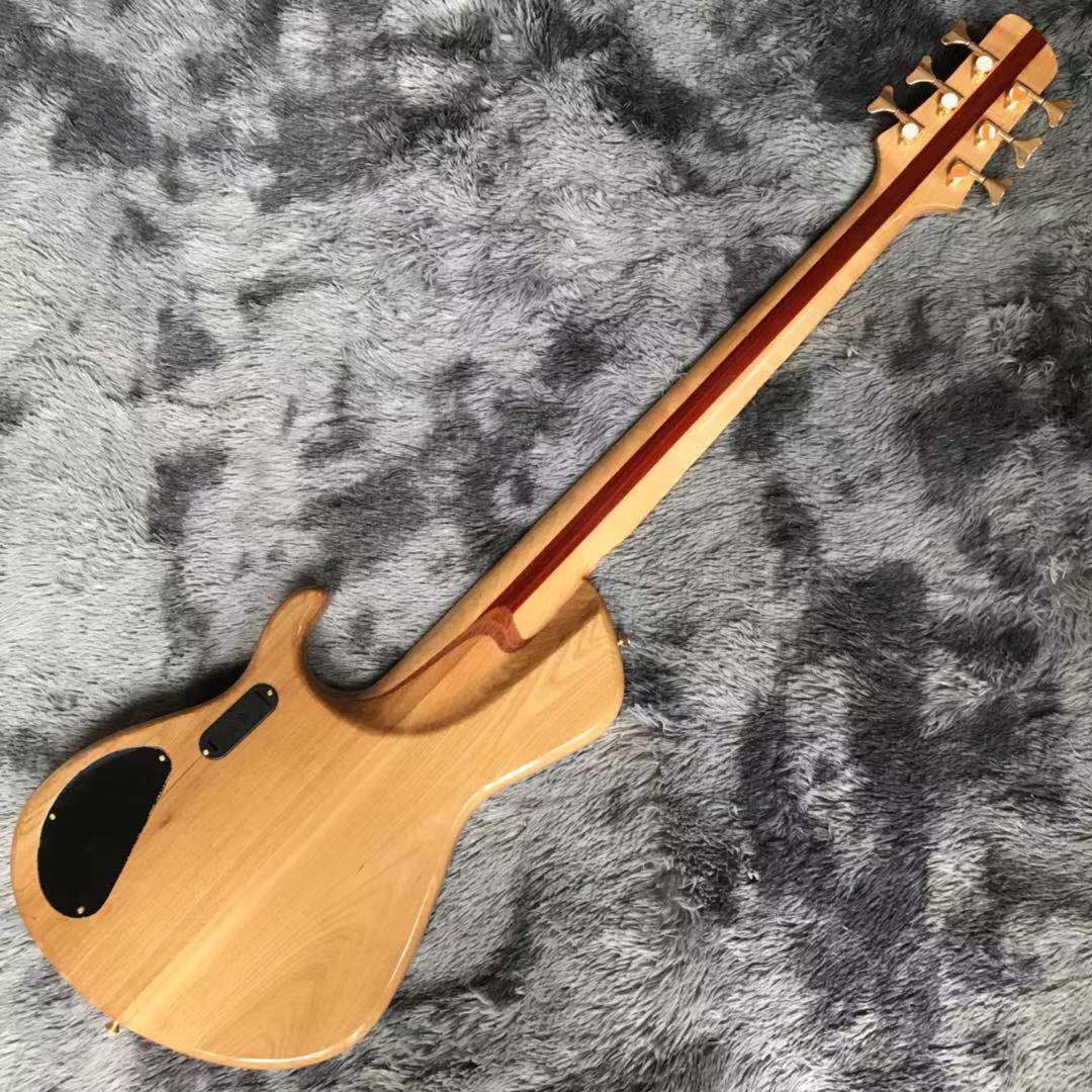 Custom Flamed Maple Top Neck Through Body 6 Strings 24 Frets Active Pickup Electric Bass Guitar