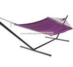 Purple Micro Weave Caribbean Style Hammock With Marine Varnished Luxury Lauan