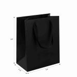 Recycled Black Kraft Paper Handmade Shopping Bags With Ribbon Handles