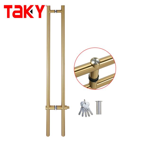 Luxury H Type Stainless Steel Entrance Frameless Door Handles Lockable Glass