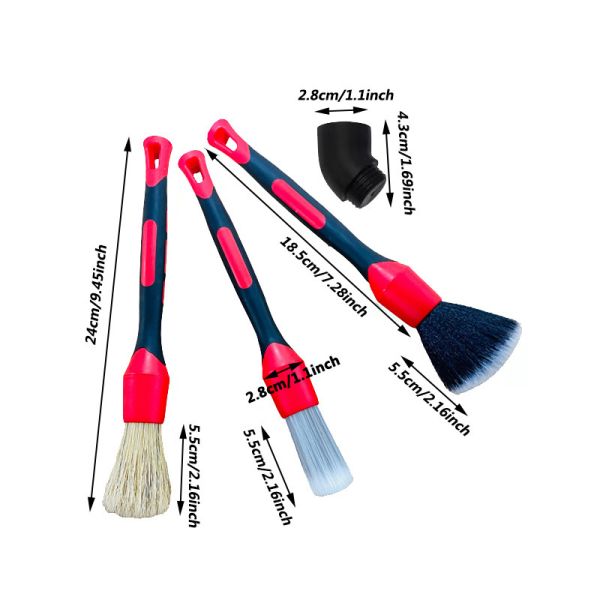 3Pcs Car Detailing Brush Set - Soft Scratchless Brushes for Auto Dashboard & Interior Cleaning