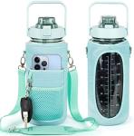 Half Gallon Water Bottle With Sleeve 64oz (2L) Inspirational Water Bottle With