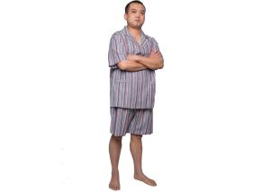 China Mens Sping Woven 100 Cotton Pajamas Short Sleeve Short Pant Weven Colours Vertical Stripe wholesale
